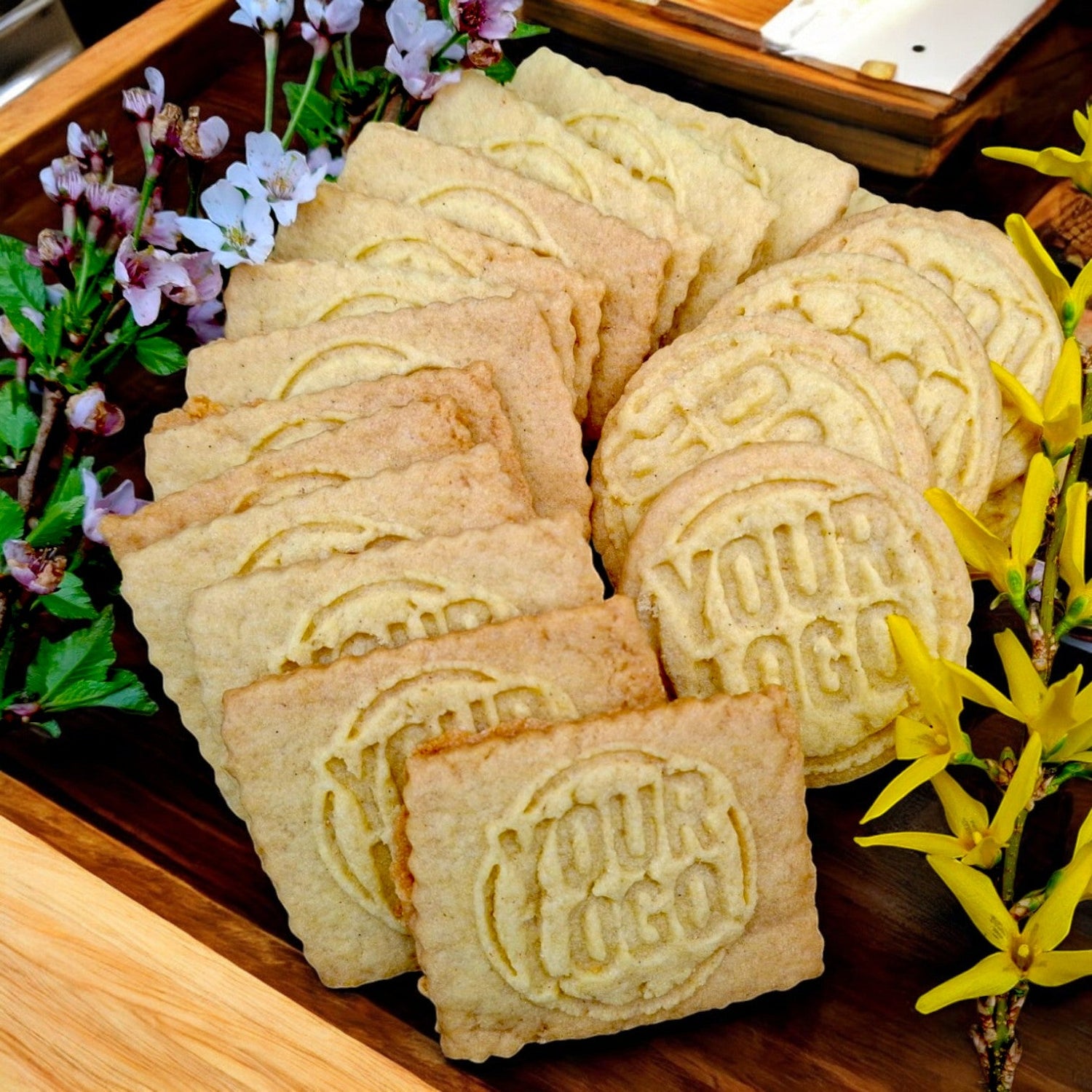 Unverpackte Logokekse mit Logo – nachhaltig gebacken, ideal für Buffet, Hotellerie und Messen